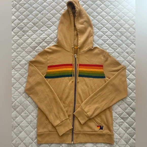 Aviator Nation 6 Stripe Zip Hoodie Sweatshirt - Picture 2 of 3